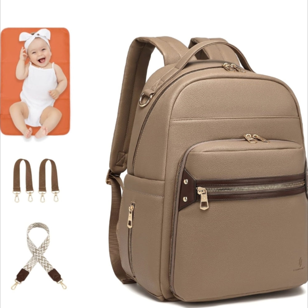 Vegan leather diaper backpack